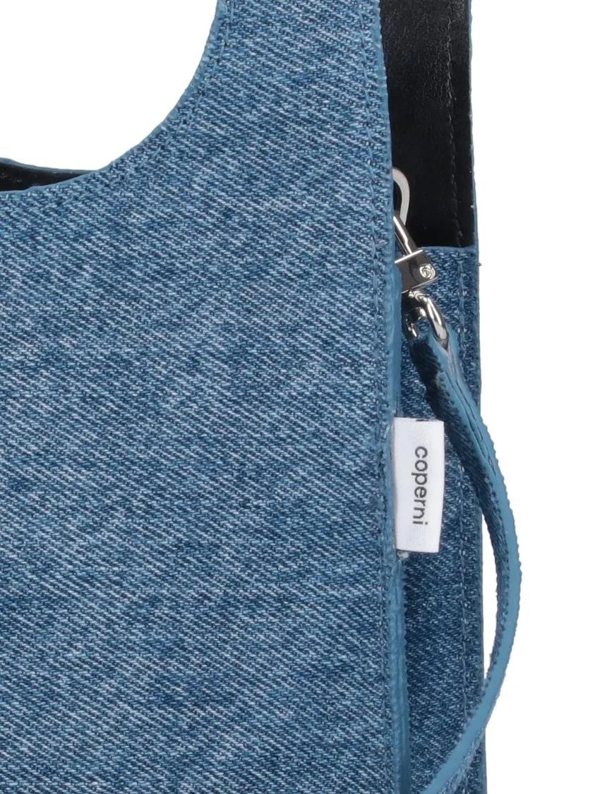 Coperni Shoppers & Totes "Swipe" Micro Tote Bag – Blue Denim in blauw