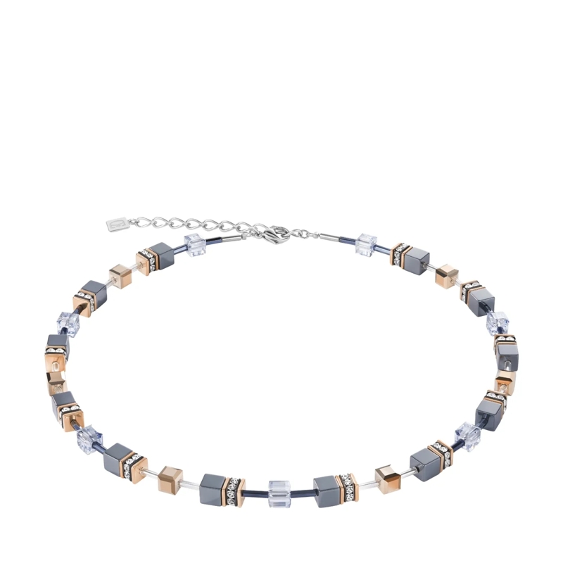 COEUR DE LION Mittellange Halskette GeoCUBE® Halskette blau