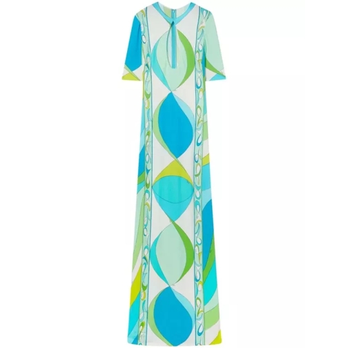 Pucci Fish-Print Cut-Out Multicolor Maxi Dress Multicolor Maxi Jurken