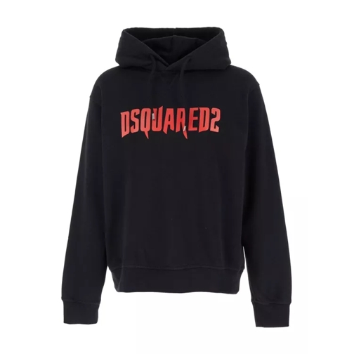 Dsquared2 Black Hoodie With Logo Print In Cotton Black 