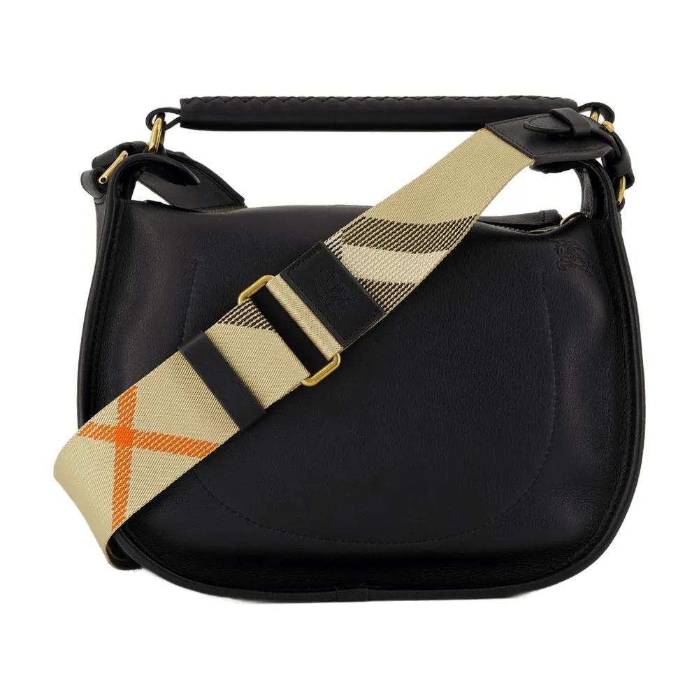 Burberry Hobo bags Small B-Clip Messenger Crossbody Leather Black in zwart