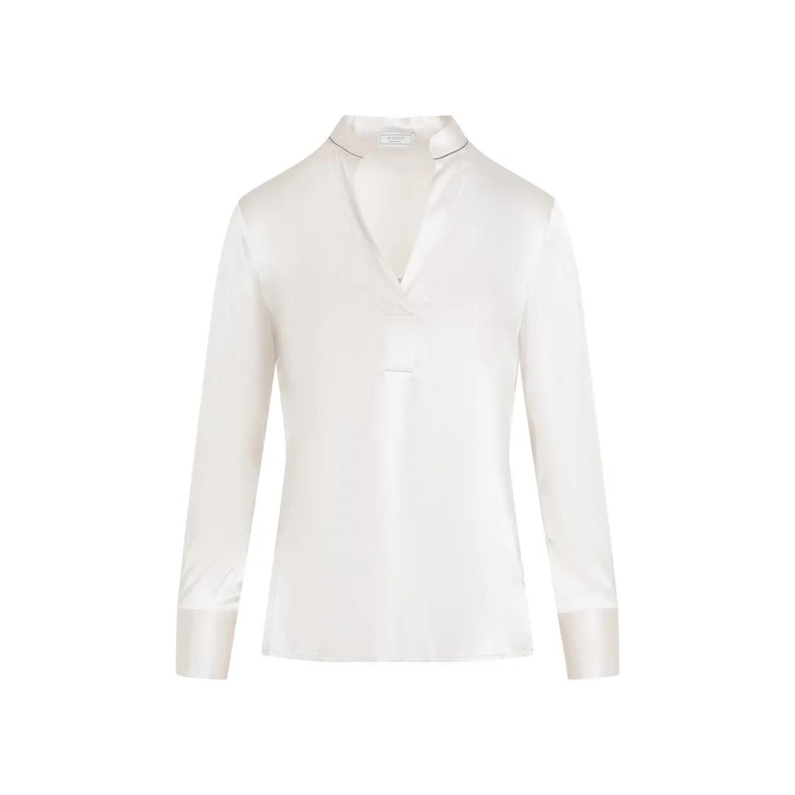 Peserico - White Silk Shirt - Größe 42 - weiß