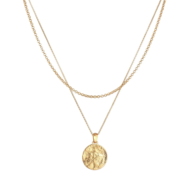 Kuzzoi Mittellange Halskette Halskette Herren Layer Erbskette Kompass 925 Silbe gold(Image 3)