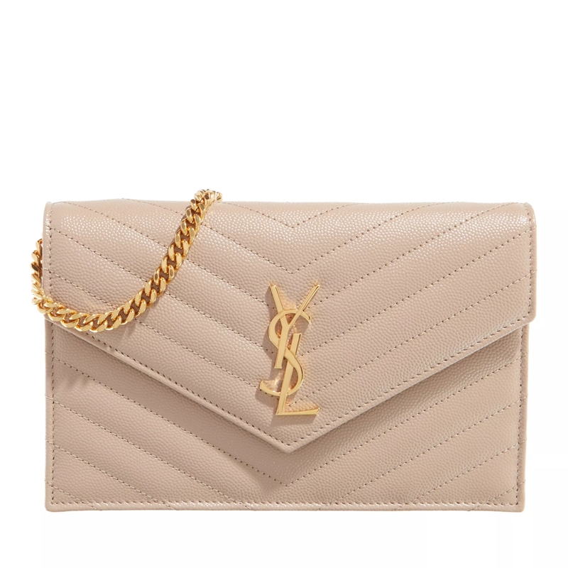 Saint Laurent Wallet On A Chain Ysl Chain Wallet Monogram Dark Beige