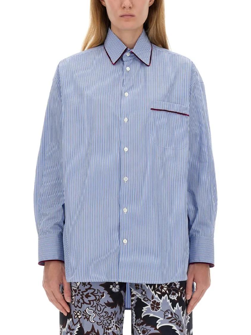 Thumbnail - Etro - Classic Striped Cotton Shirt - Größe 40 - blau