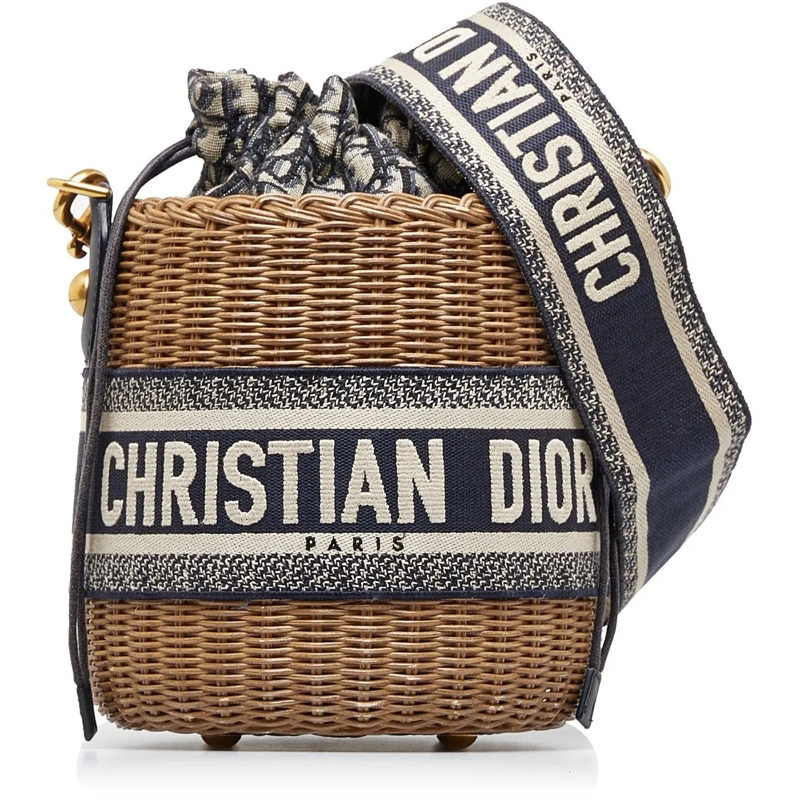 Christian Dior Schultertasche Oblique Wicker Bucket Bag braun