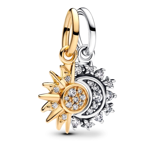 Pandora Hanger Teilbarer Sonne & Mond Charm-Anhänger Sterling silver, 14k gold