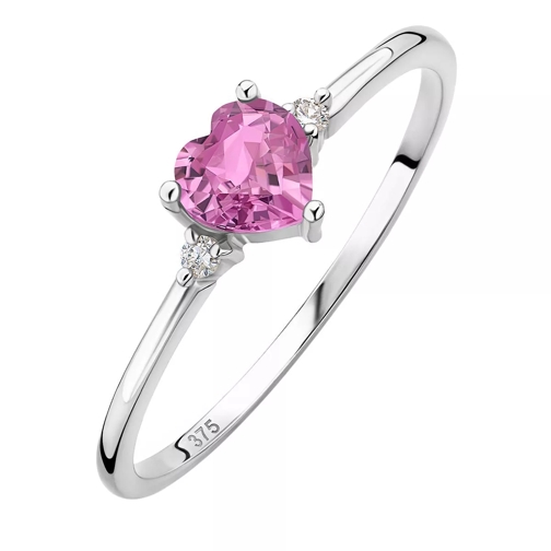 DIAMADA 9K Ring with Diamond and Sapphire White Gold and Natural Pink Diamond Ring