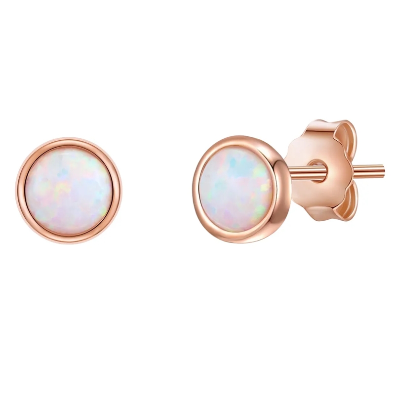 Glanzstücke München Ohrstecker Sterling Silber Ohrstecker Opal (synth.) rosegold