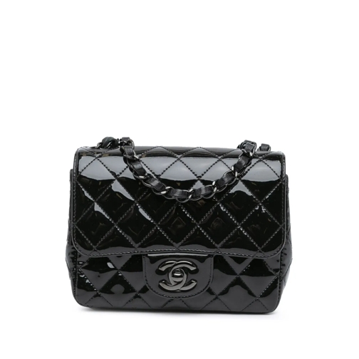 Chanel Sac à bandoulière 2021-2024 Mini Square Classic Patent So Black Sing schwarz