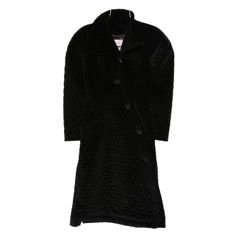 Vivienne Westwood Trenchcoat Button Fastening Black Quilted Coat Black