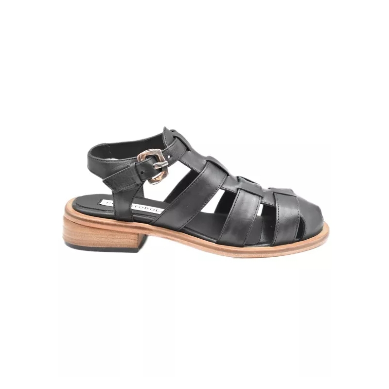Ernesto Dolani Sandales Black Leather Sandals Black