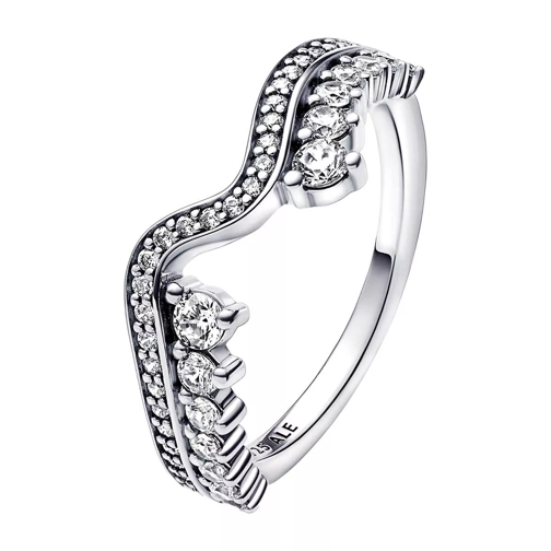 Pandora Wave sterling silver ring with clear cubic Anello pavé