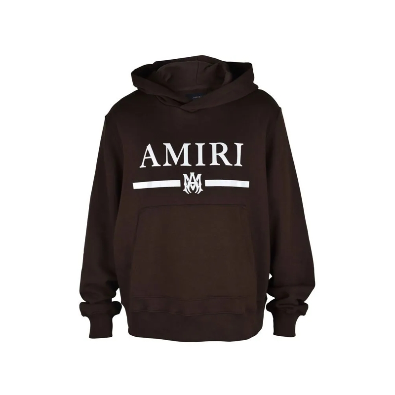 Amiri  Hooded Brown Cotton Sweatshirt With Logo Print Black