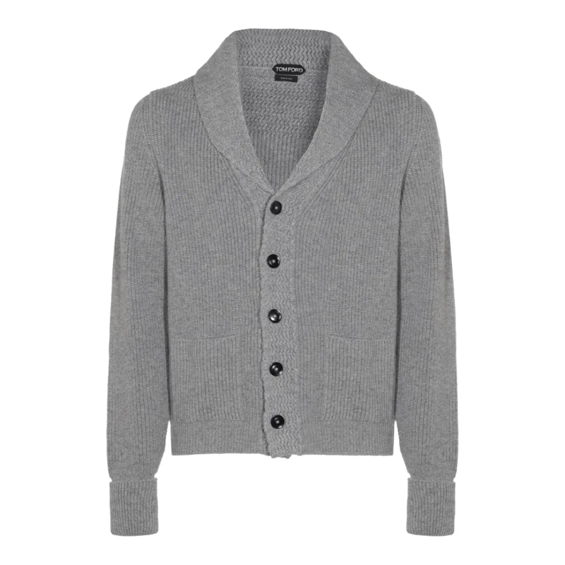 Tom Ford Strickjacke Grey Wool Knitwear Grey