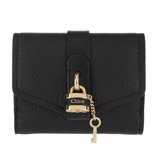Chloé Aby Mini Trifold Wallet Leather Black Tri-Fold Portemonnaie