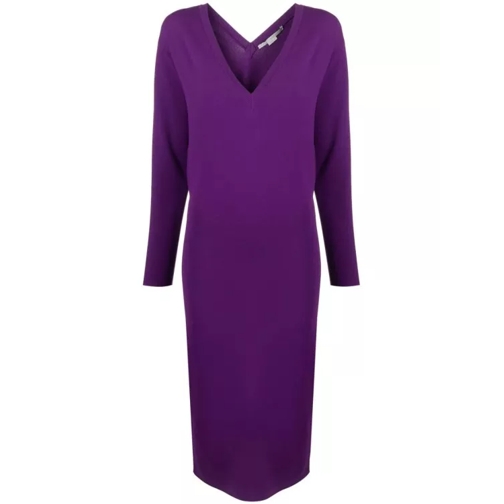 Stella McCartney Purple V-Knit Midi Dress Purple 