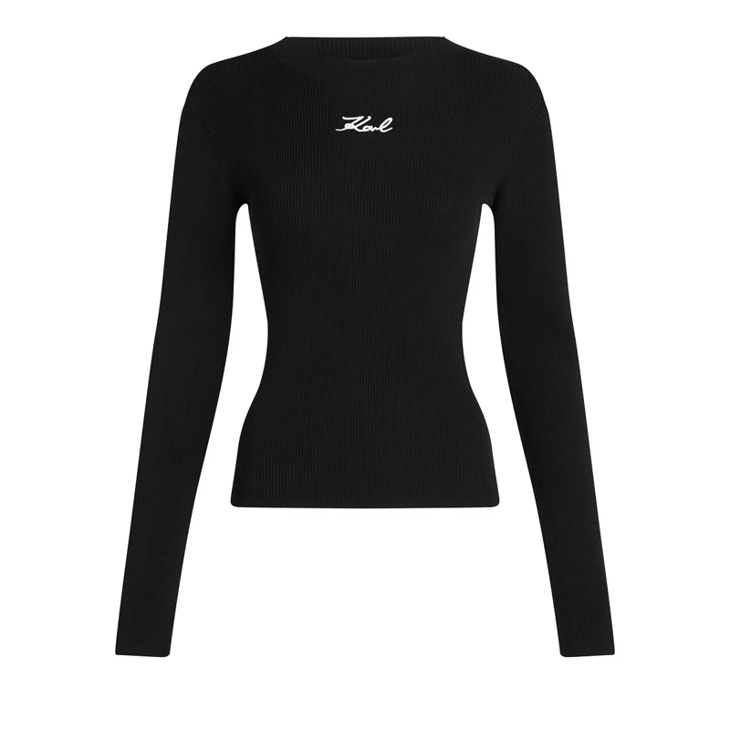 Karl Lagerfeld Gestricktes Oberteil TOP MIT STEHKRAGEN schwarz