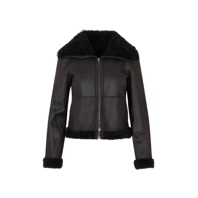 Akris - Mocca Lamb Leather Jacket - Größe 40 - schwarz