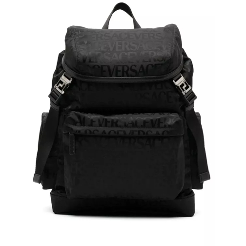 Versace Black Allover Jacquard Backpack Black Ryggsäck