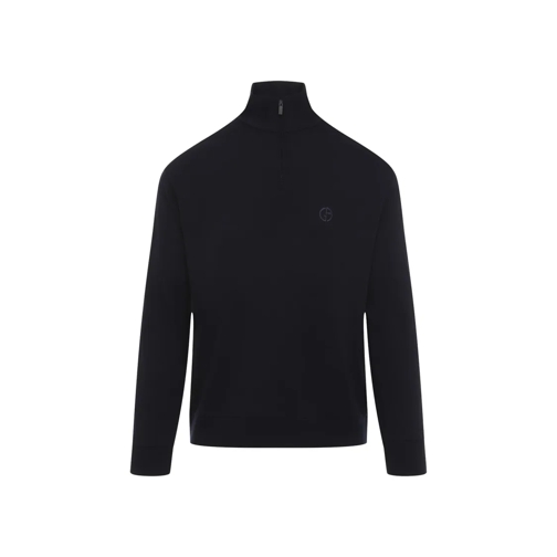 Giorgio Armani Pullover Navy Blue Virgin Wool Pullover Blue