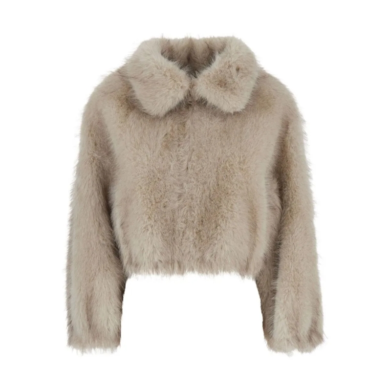 Valentini 1972  Plush Faux Fur Coat With Classic Collar Pink