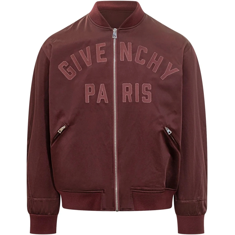 Givenchy Blouson aviateur Bomber Bordeaux con Logo Ricamato braun