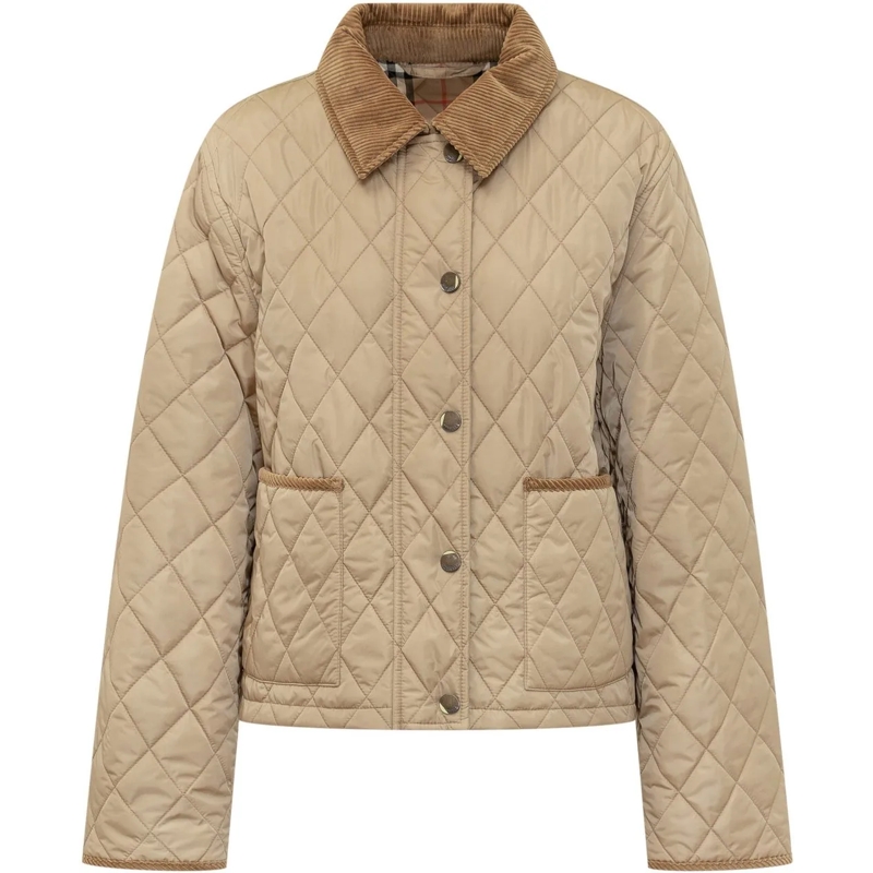 Burberry Veste de transition Giacca Trapuntata con Colletto in Velluto beige