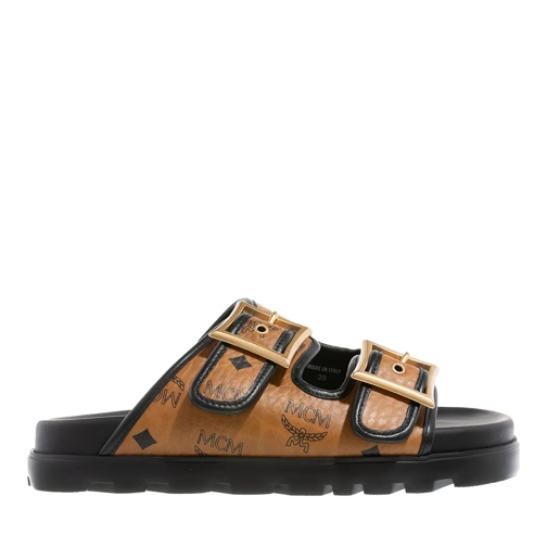 MCM Slide U Mcm Col Vst Flat Sandals Co Cognac