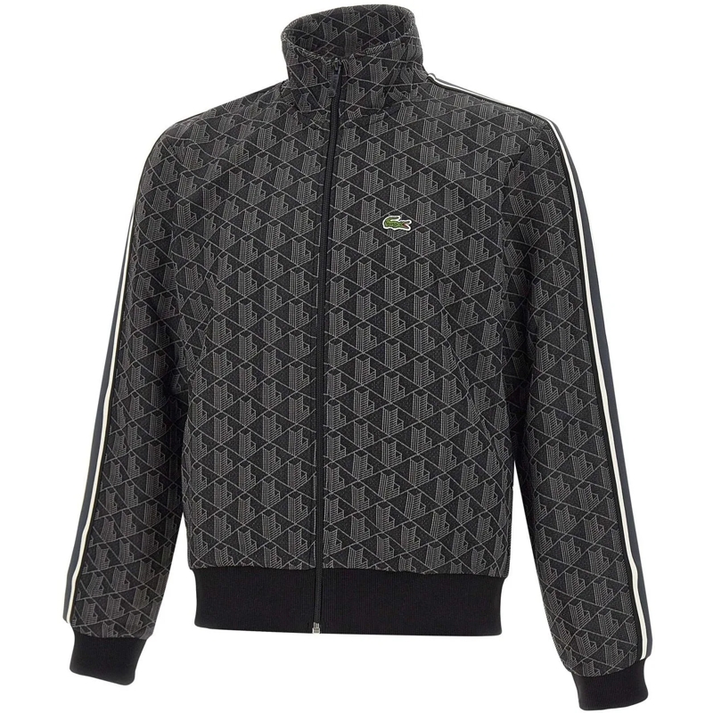 Lacoste Übergangsjacke Sweatjacke mit Jacquard-Monogramm und Logo-Detail Dunkelgrau(Image 4)