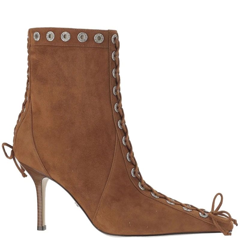 Mach&Mach Bottes Leather Boots With Triangle Toe Brown