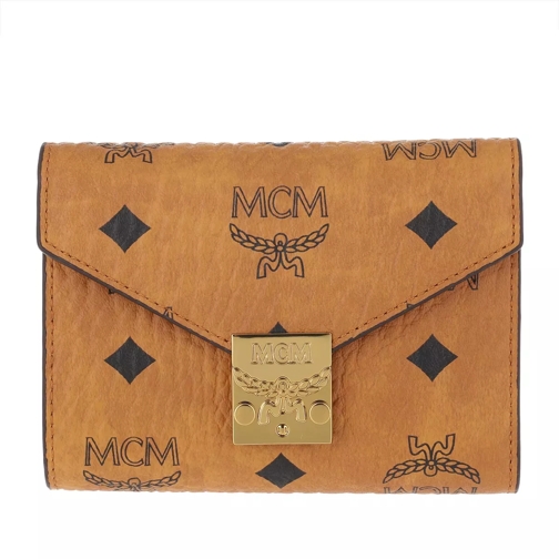 MCM Patricia Visetos Fold Wallet Cognac Vikbar plånbok