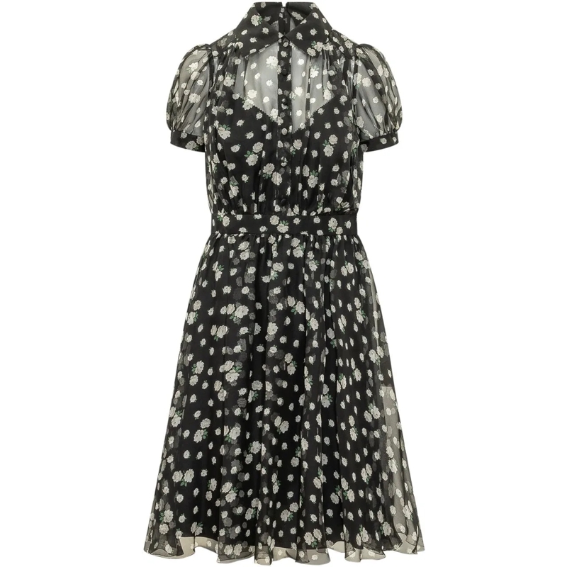 Dolce&Gabbana Minikleid Abito con Maniche Corte a Sbuffo e Stampa schwarz