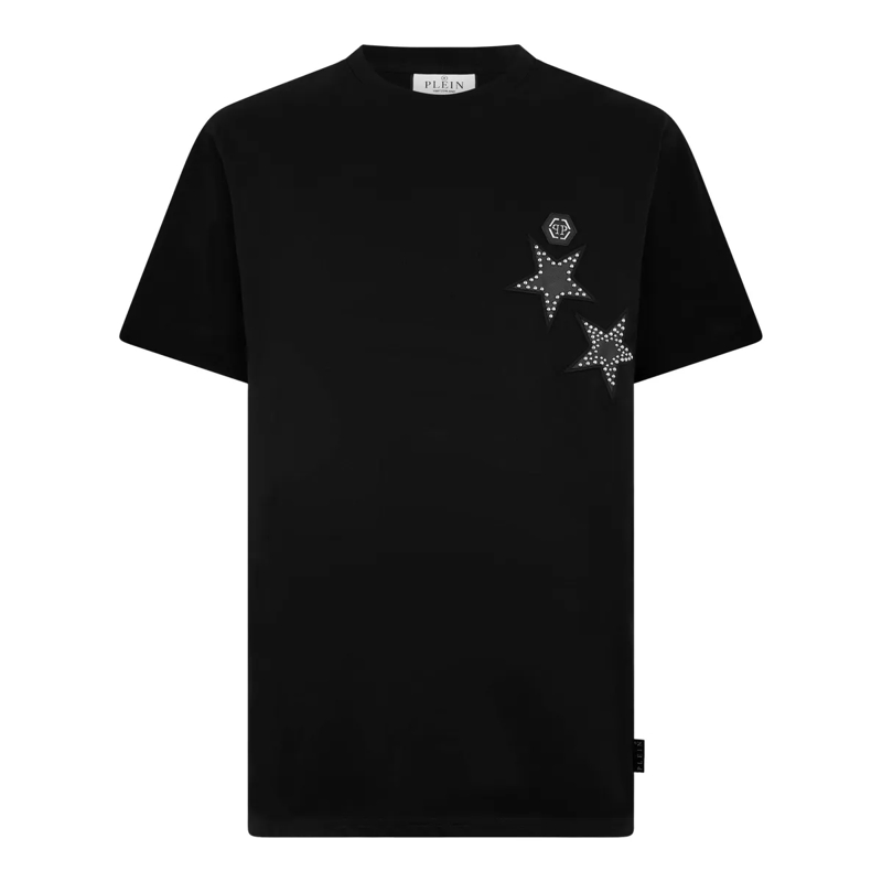 Philipp Plein T-Shirt Round Neck T-Shirt Stars Studs schwarz