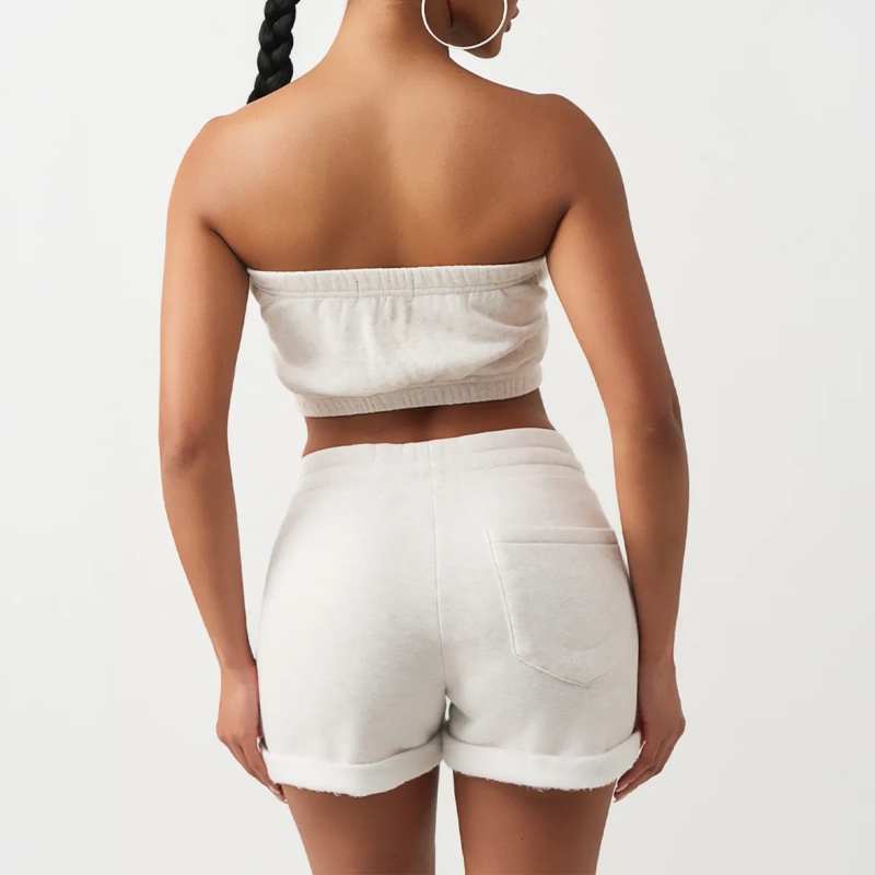 True Religion Top - Bandeau-Top- Puff-Print- Weiche Fleeceinnensei graubeige(Image 4)