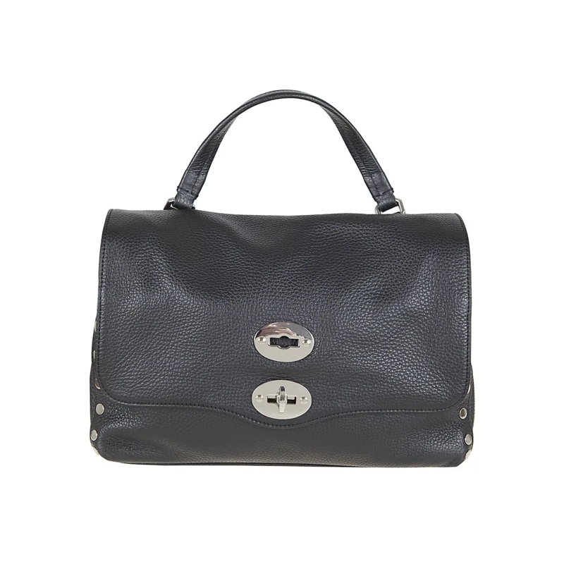Zanellato Sac à bandoulière Textured Calfskin Shoulder Bag With Steel Accent D Grey