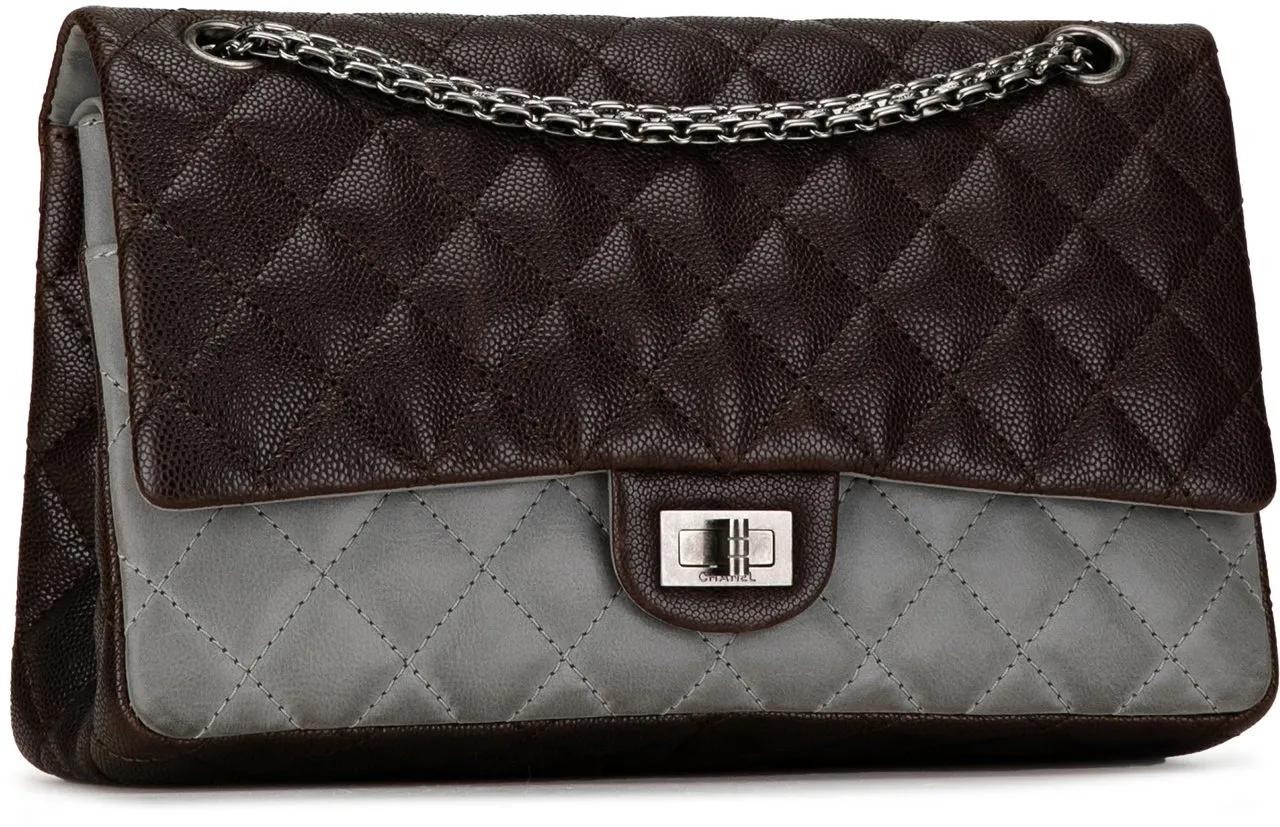 Chanel Hobo bags 2010-2011 Caviar and Iridescent Calfskin Reissue 2 in bruin