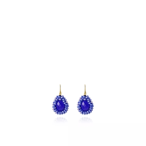 LOTT.gioielli Earrings Glassberry Filled Drop Small Blue Gold Örhänge