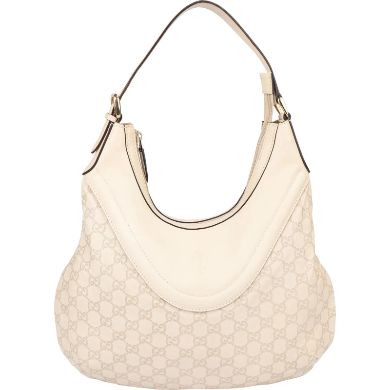 Gucci Sac à bandoulière Gucci Leather GG Monogram Hobo Bag weiß