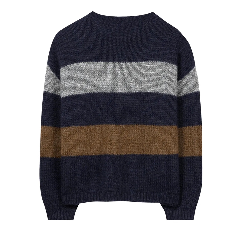 Luisa Cerano Trui Alpaka-Mix-Pullover mit Muster winter navy/caramel(Image 6)