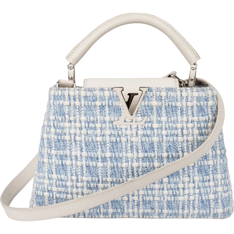 Louis Vuitton Tote Louis Vuitton Bleu Blanco Tweed Capucines BB Handb blau
