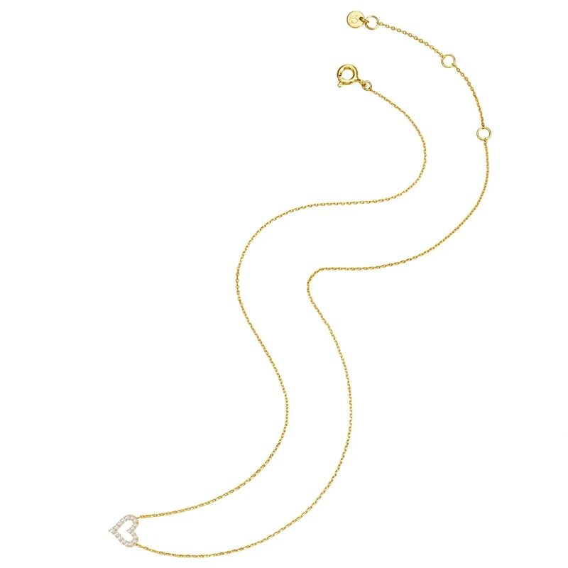 Glanzstücke München Mittellange Halskette Sterling Silber Halskette Zirkonia Herz gold(Image 4)