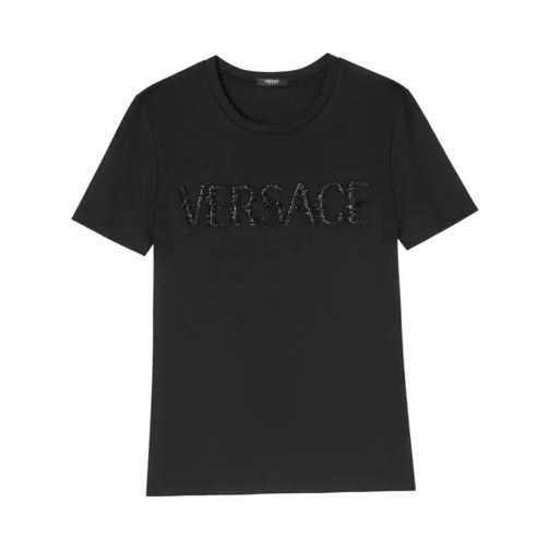 Versace Black Crystal Logo T-Shirt Black 
