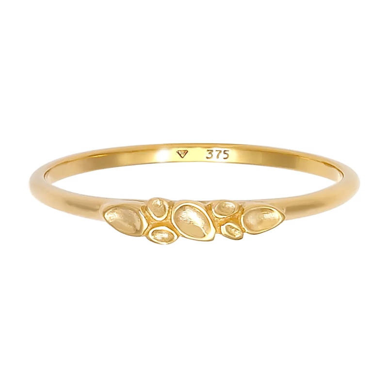 Elli Ring Ring Organic Natural Struktur 375 Gelbgold gold(Image 2)