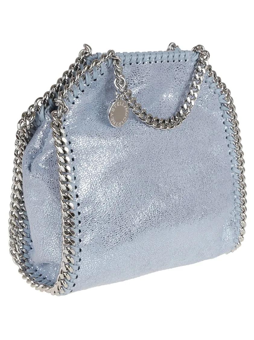 Stella Mccartney Totes & shoppers Tiny Tote Eco Shiny Dotted Chamois in blauw