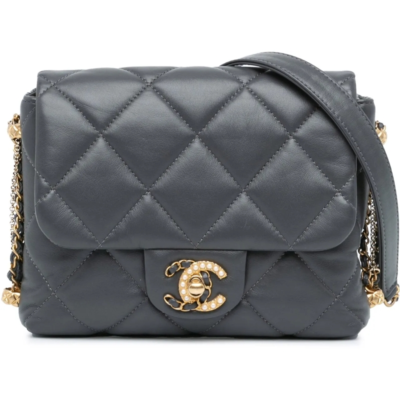 Chanel Schultertasche Mini Quilted Lambskin Crush on Chains Flap blau