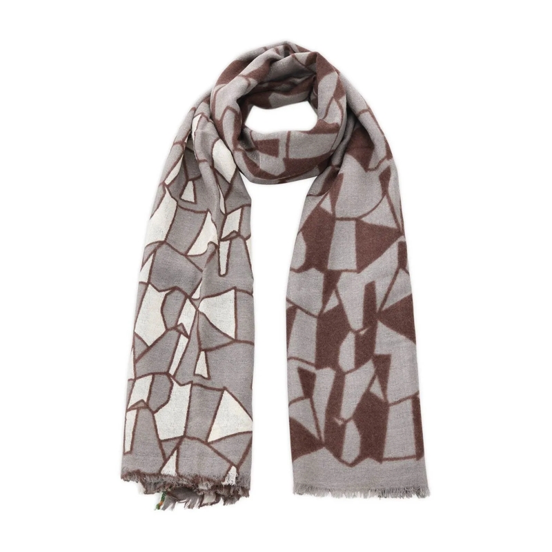 Epice Paris Écharpe légère Gemusterter Schal Grau
