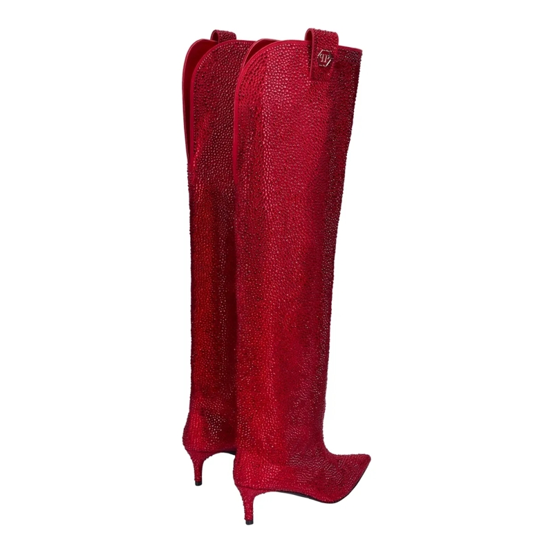 Philipp Plein Stiefel Stiefel Niedrige Absätze Overknee Verziert rot(Image 3)