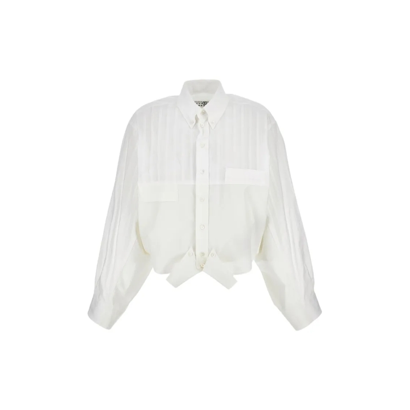 MM6 Maison Margiela Hemd Asymmetrical Cotton Shirt With Soft Fit White