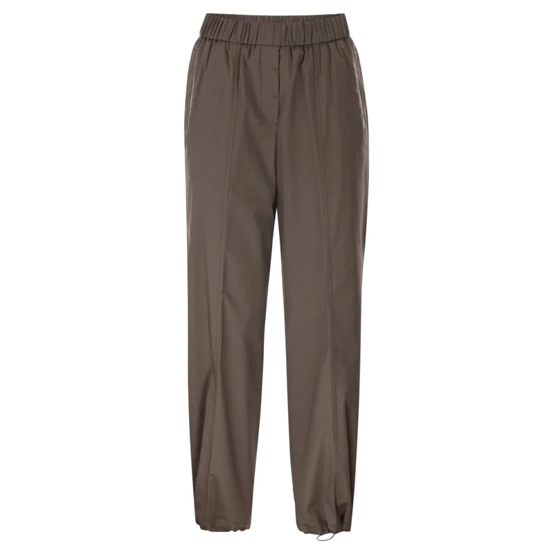 Peserico  Loose-Fitting Stretch Cotton Trousers With Elastic Brown